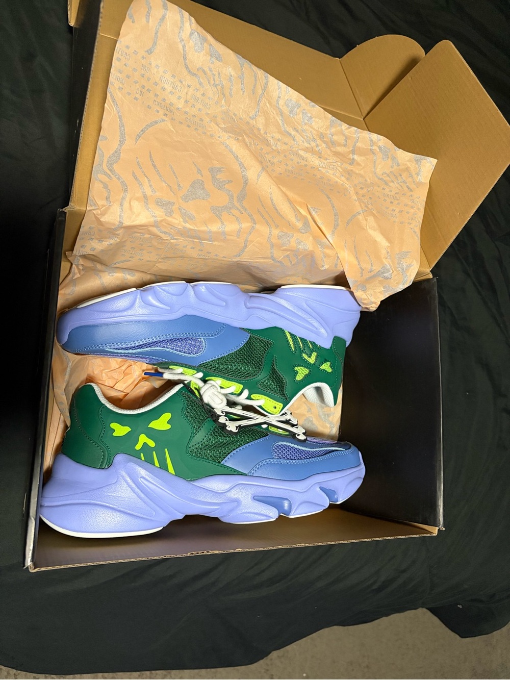 Men's Chunky Green & Lilac Mesh Sneakers